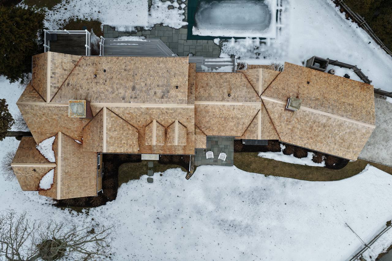 Red cedar roof replacement view