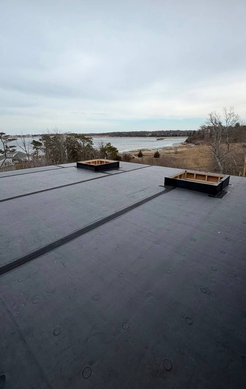 Flat roof repair project on Cape Cod - EPDM membrane installation