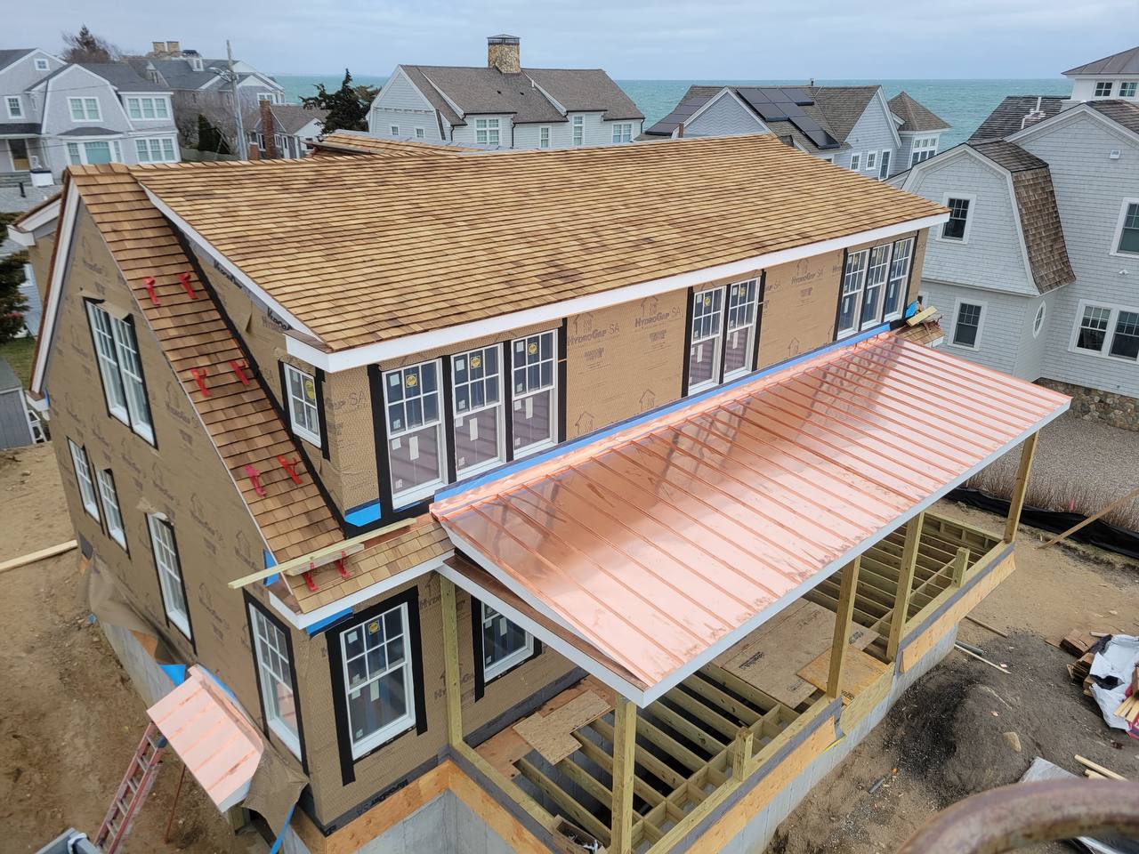 Copper roof installation on a residential home