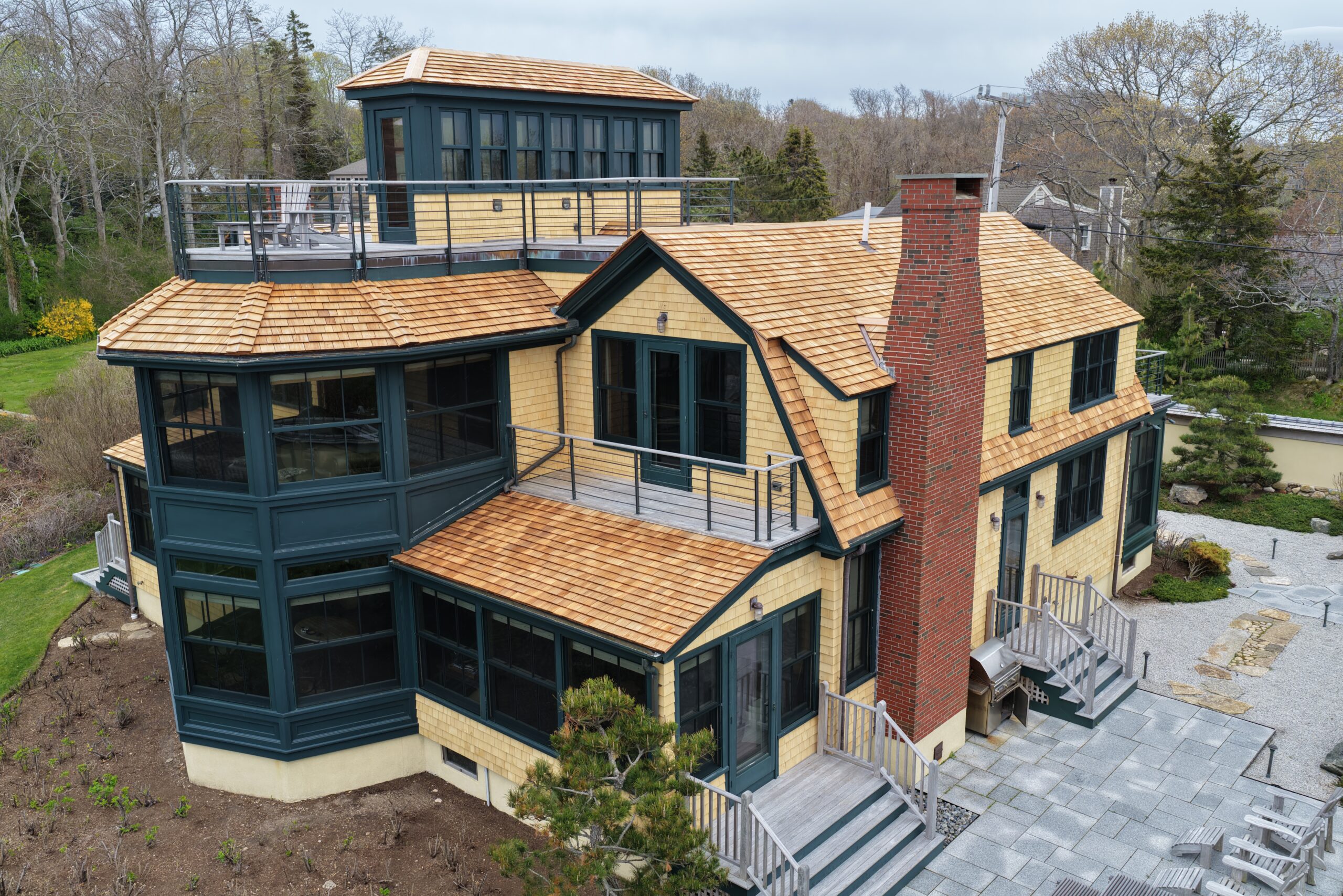 Red cedar roof replacement in Woods Hole - main view