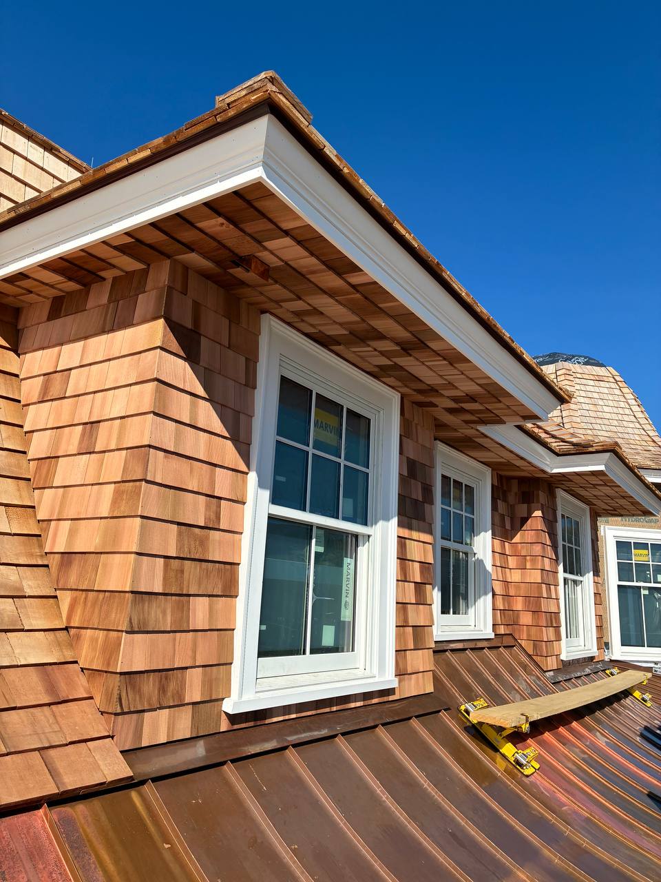 Red cedar roof and sidewall installation - view 1