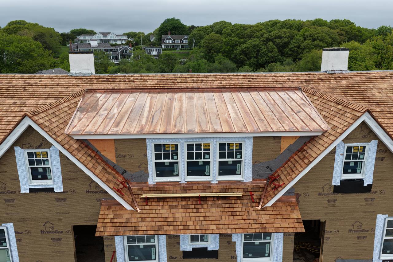Red copper standing seam detail