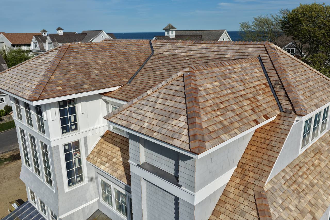 Red cedar shingles with precise alignment
