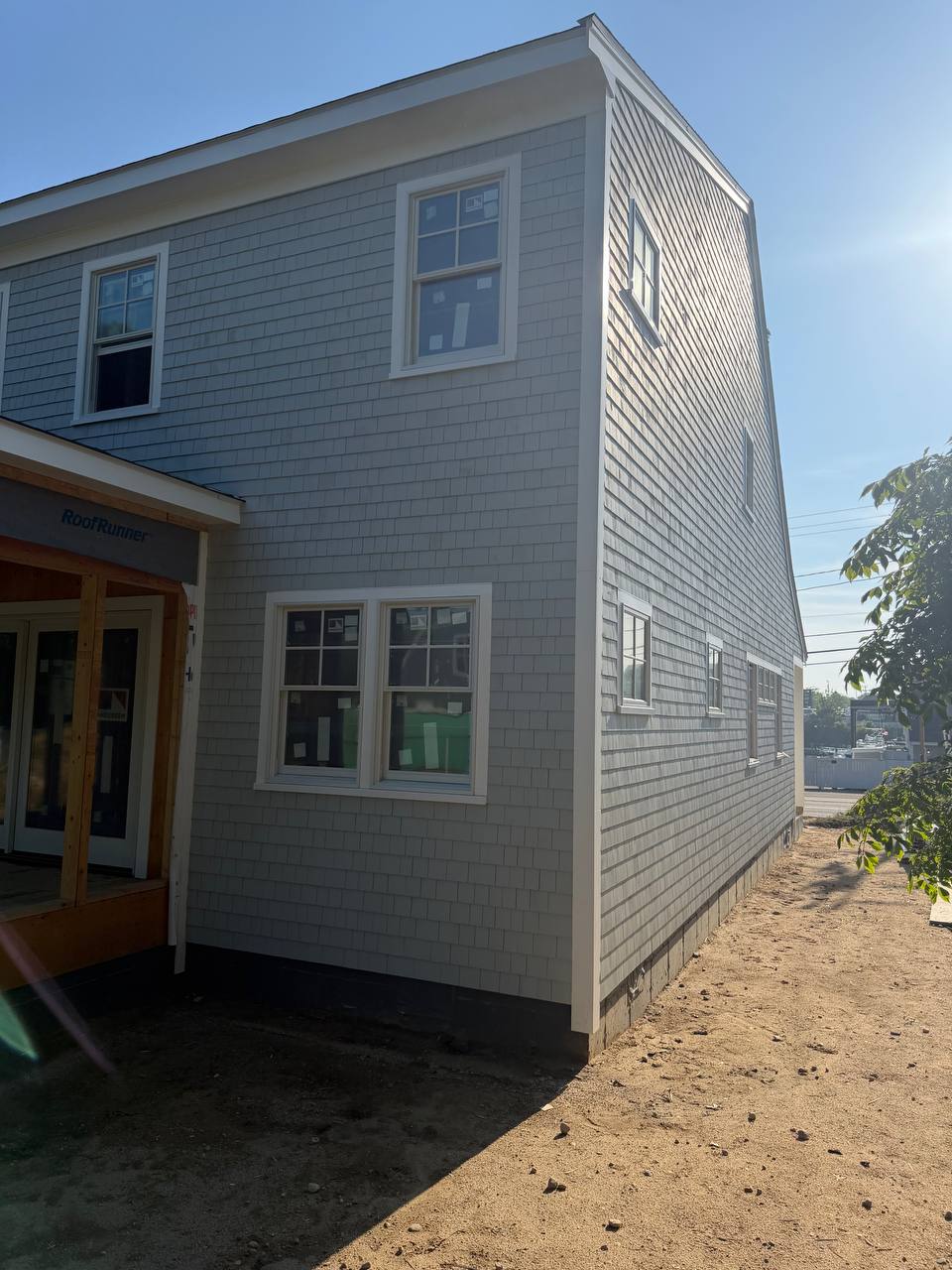 Corner detail of cedar shingle siding