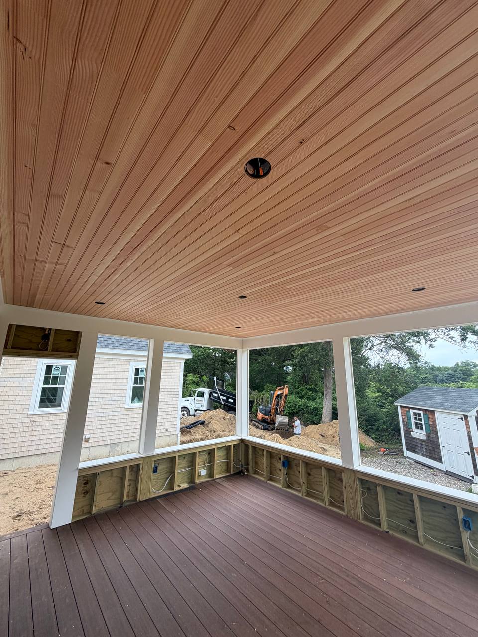 Cedar wood accent wall detail