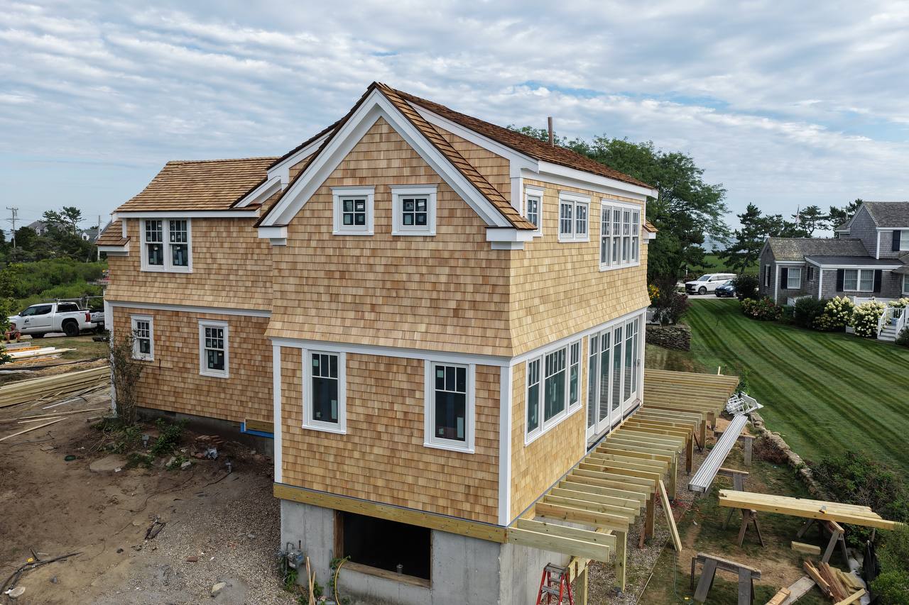 Deck framing and white cedar sidewall integration