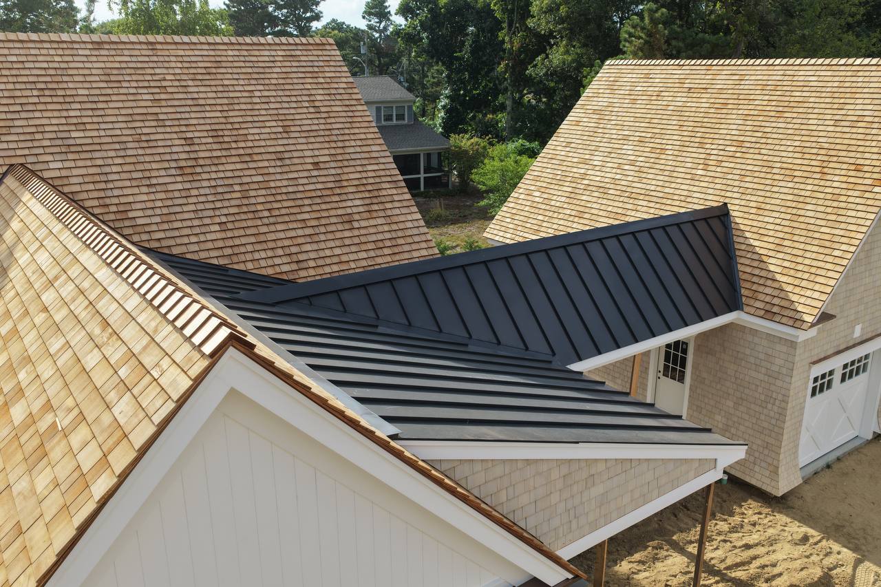 Detailed view of standing seam metal roof